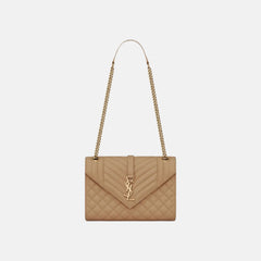 YSL Envelope MEDIUM Grain Leather Chain bag (Many Colours) - LONDONKELLY