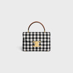 CELINE Teen Nino Bag in Vichy Textile and Calfskin | Celine handbag (black and white)