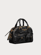 CHRISTAIN DIOR Grand Tour Bowling Bag Crinkled Calfskin(Small/Black)