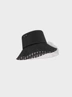 CHRISTIAN DIOR Teddy-D Large Brim Bucket Hat with Veil(Black)