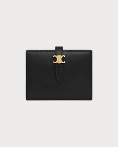 CELINE Triomphe Pontet Bi-Fold Card Holder Goatskin(Black)