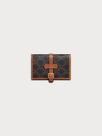 CELINE Jewelry Pouch Triomphe Canvas Calfskin(Tan)