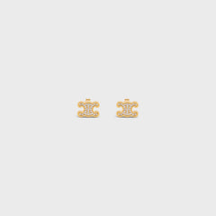 CELINE Triomphe Rhinestone Studs | Celine crystal Arc de Triomphe earrings (multi-color)