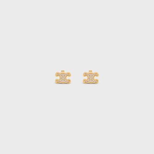 CELINE Triomphe Rhinestone Studs | Celine crystal Arc de Triomphe earrings (multi-color)