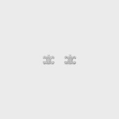 CELINE Triomphe Rhinestone Studs | Celine crystal Arc de Triomphe earrings (multi-color)