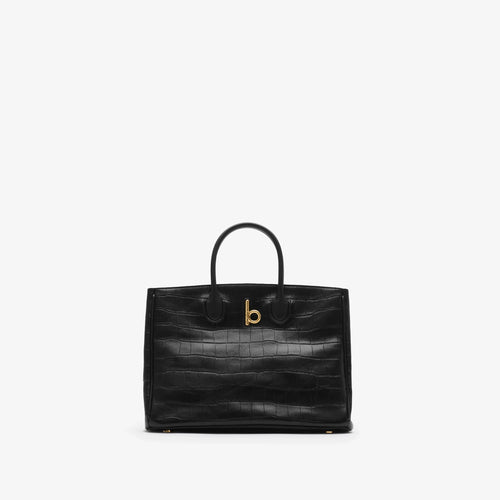 BURBERRY Small Rocking Horse Tote Croc-Effect Black | 博柏利 鱷魚皮手袋 (細碼/黑色)
