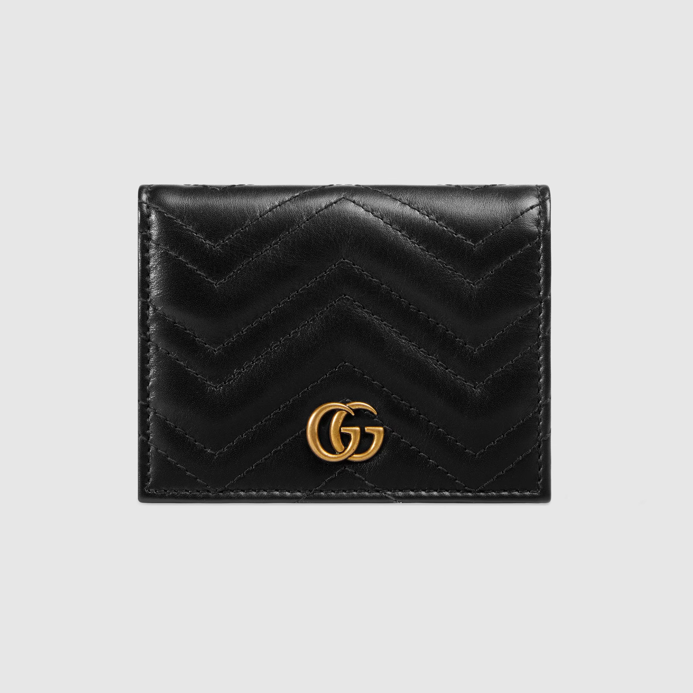 GUCCI GG Marmont Card Case Wallet Matelassé Leather(2 Colors