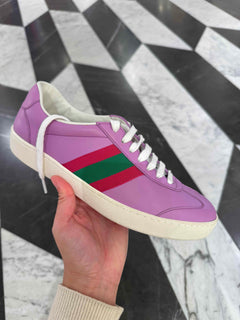 GUCCI Leather Sneaker with Web(3 Colors)