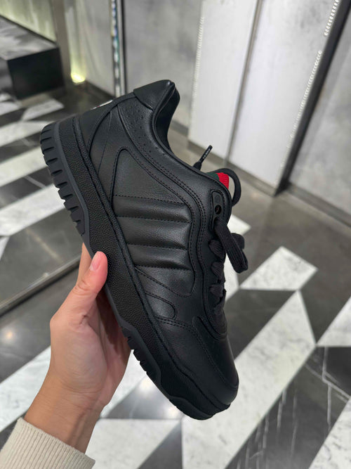 GUCCI Men’s Re-Web Leather Sneaker(Black)