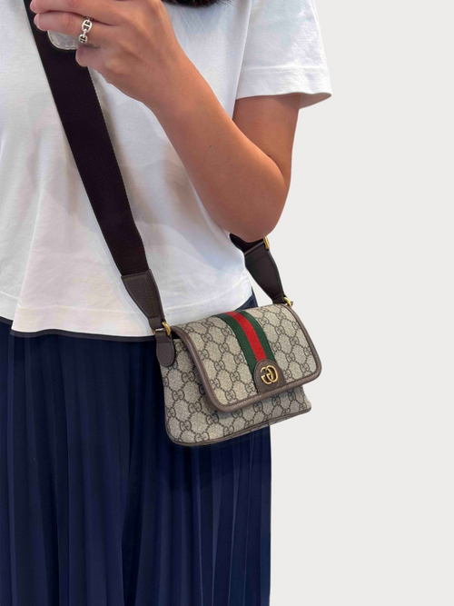 GUCCI GG Web Messenger Bag(Mini/Beige)