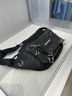 BALENCIAGA Men’s Explorer Piercing Belt Bag(Black)