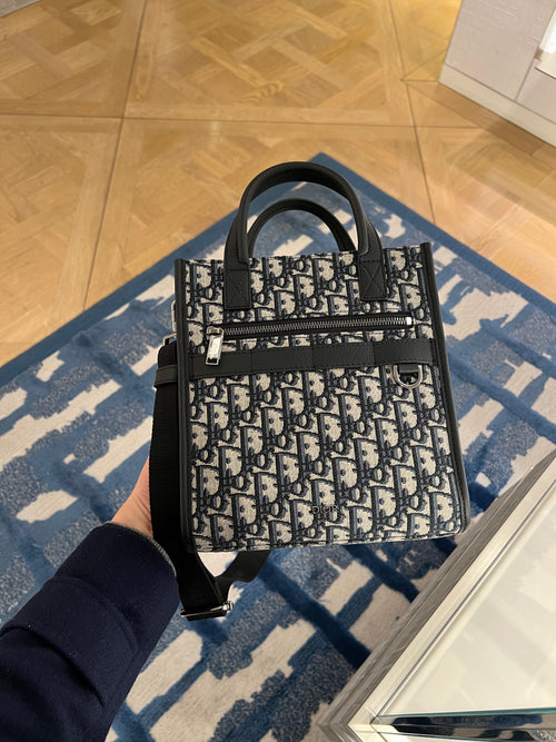 CHRISTIAN DIOR Men's Safari North-South Tote Bag | Dior Men's Tote Bag (Blue) 