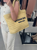 YSL SAINT Laurent Rive Gauche Shopping Bag Raffia(Natural)