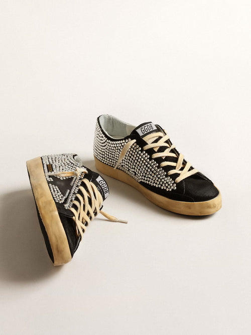 GOLDEN GOOSE Super-Star LTD with Swarovski crystals and black leather star | 黃金鵝 Super-Star LTD 搭配施華洛世奇水晶與黑色皮革星星（黑色）