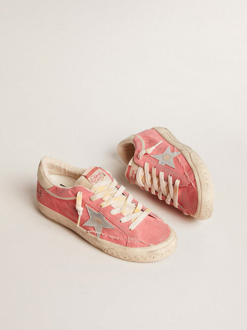 GOLDEN GOOSE Women's Super-Star LTD in red suede with silver star and leather heel tab | 黃金鵝 女款 Super-Star LTD 紅色麂皮款，搭配銀色星星與皮革後跟標籤（紅色）