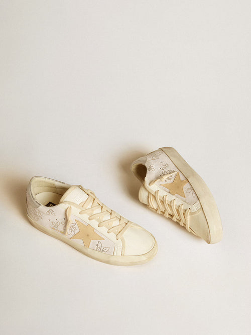 GOLDEN GOOSE Women's Super-Star LTD with Swarovski crystals and smoke gray leather star | 黃金鵝 女款 Super-Star LTD 搭配施華洛世奇水晶與煙灰色皮革星星（煙灰色）