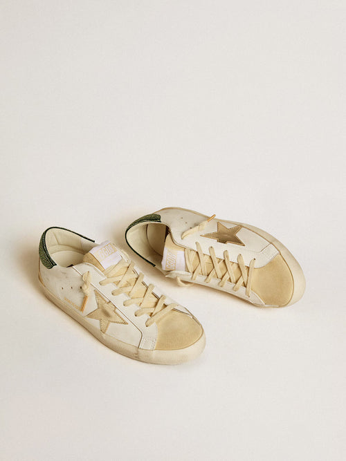 GOLDEN GOOSE Women’s Super-Star LTD with leather star and Swarovski crystal heel tab  | 黃金鵝 女款 Super-Star LTD 搭配皮革星星與施華洛世奇水晶後跟標籤（白色）