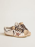 GOLDEN GOOSE Women's Super-Star LTD with leopard print and Swarovski crystal star | 黃金鵝 女款 Super-Star LTD 搭配豹紋與施華洛世奇水晶星星（白色）