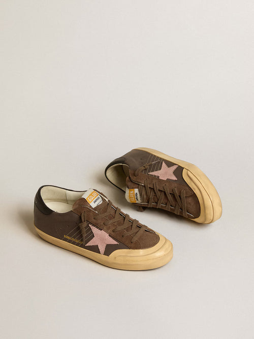 GOLDEN GOOSE Women's Super-Star Penstar LTD in brown leather with pink suede star | 黃金鵝 女款 Super-Star Penstar LTD 棕色皮革款，搭配粉色麂皮星星（棕色）