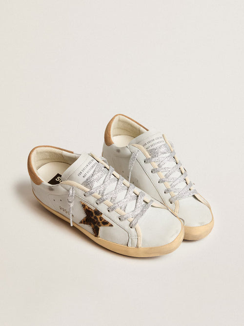 GOLDEN GOOSE Women's Super-Star in nappa leather with pony skin star and suede heel tab | 黃金鵝 女款 Super-Star 採用納帕皮革，搭配小馬皮星星與麂皮後跟標籤（煙草色）
