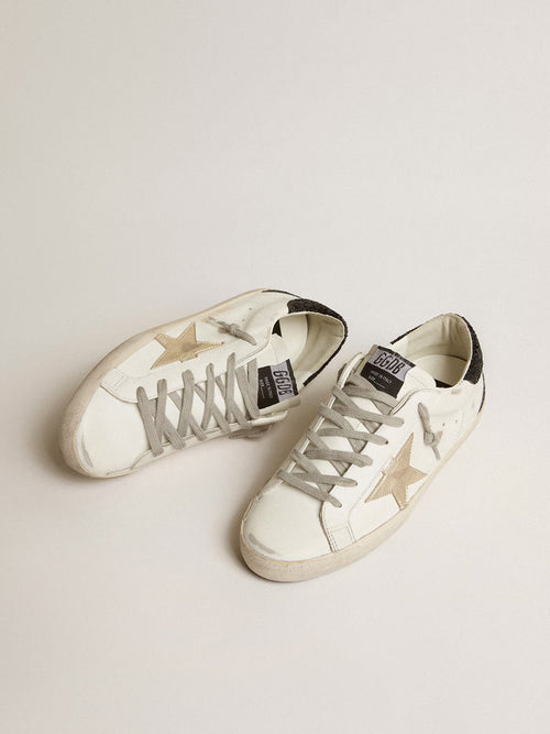 GOLDEN GOOSE Women's Super-Star with gold star and black glitter heel tab | 黃金鵝 女款 Super-Star 搭配金色星星與黑色亮片後跟標籤（白色）