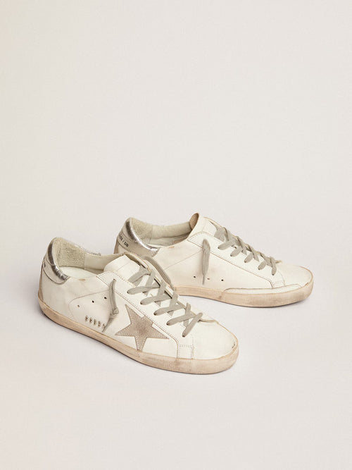 GOLDEN GOOSE Women's Super-Star with silver heel tab and metal stud lettering | 黃金鵝 女款 Super-Star 搭配銀色後跟標籤與金屬鉚釘字母（白色）