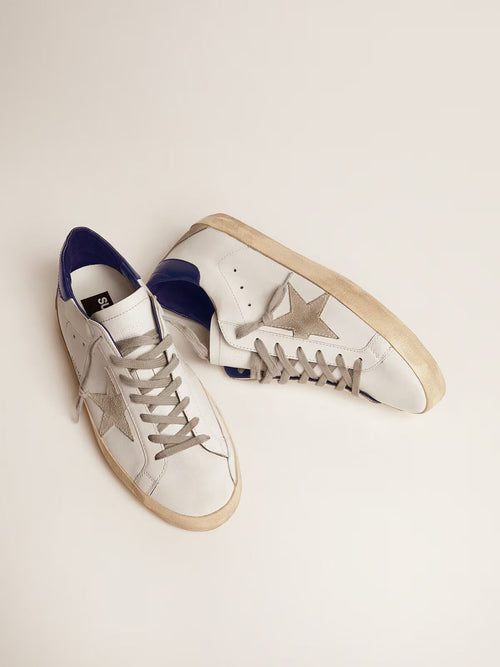 GOLDEN GOOSE Women's Super-Star with suede star and blue heel tab | 女款 Super-Star 搭配麂皮星星與藍色後跟標籤（藍色）