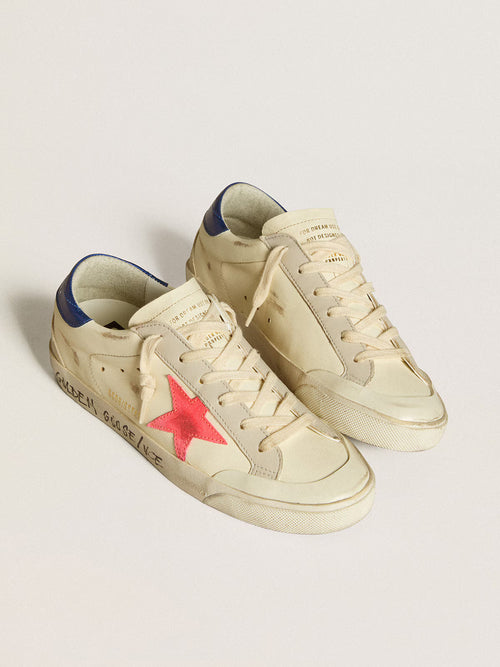 GOLDEN GOOSE Women’s Super-Star in nappa with suede star and metallic leather heel tab | 黃金鵝 女款 Super-Star 納帕皮革款，搭配麂皮星星與金屬皮革後跟標籤（白色）