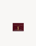 YSL SAINT LAURENT Cassandre Matelasse Card Case In Patent Leather | 圣罗兰 卡套 (酒红色)