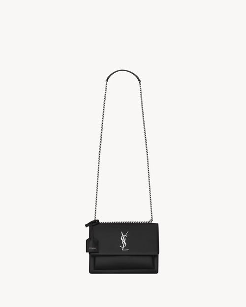 YSL SAINT LAURENT Sunset Medium In Smooth Leather | SUNSET Medium Handbag, Smooth Leather (Black)