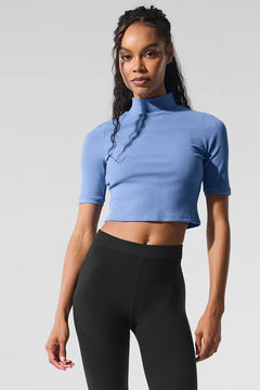 ALO YOGA Ribbed Mesh Secret Short Sleeve | 羅紋網眼短袖上衣 (多色) - LondonKelly 英國名牌代購
