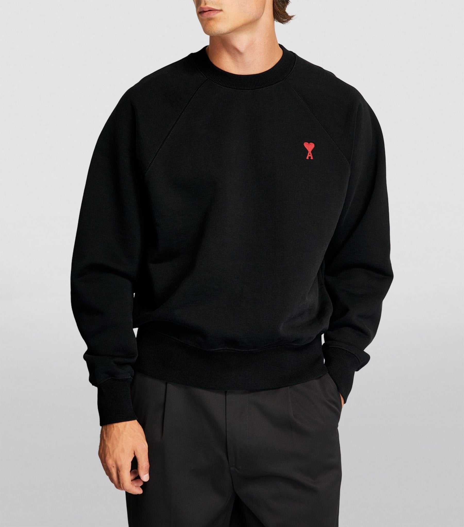 AMI PARIS(M) Boxy Fit Ami De Coeur Sweatshirt Cotton(Black