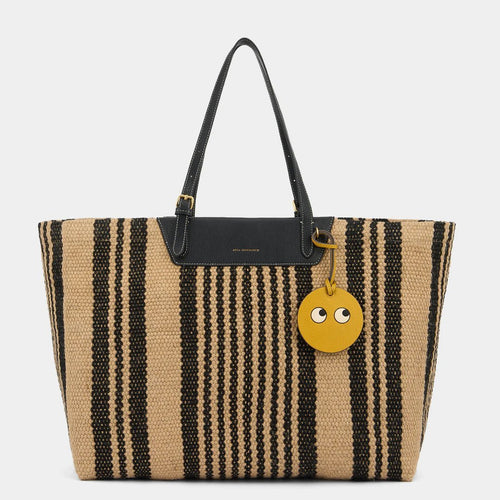 ANYA HINDMARCH Maison Bengal Jute Tote | 安雅·希德瑪芝 Maison Bengal 黃麻托特包（黑色／天然色） - LondonKelly 英國名牌代購