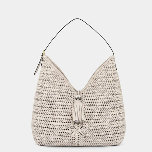 ANYA HINDMARCH Neeson Tassel Hobo Bag | 安雅·希德瑪芝 Neeson 流蘇hobo包（白堊色） - LondonKelly 英國名牌代購