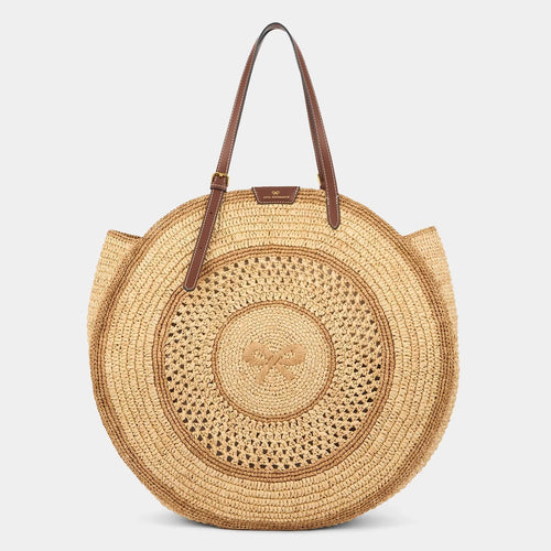 ANYA HINDMARCH Raffia Round Bow Tote | 安雅·希德瑪芝 草編圓形蝴蝶結托特包（天然色） - LondonKelly 英國名牌代購