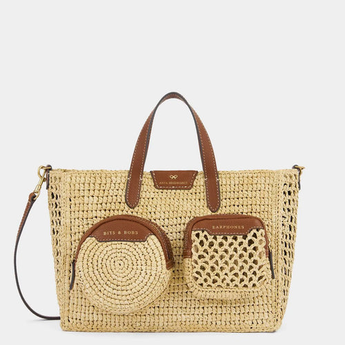 ANYA HINDMARCH X/S Raffia Holiday Cross - body Tote | 安雅·希德瑪芝 X/S 草編度假斜背托特包（天然色） - LondonKelly 英國名牌代購