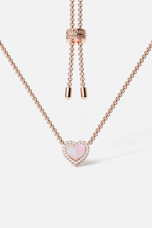 APM MONACO PC5795XNAC Pink Nacre Heart Adjustable Necklace18k Rose Gold Plated | 粉色珍珠母心形可調式頸鏈 (玫瑰金) - LondonKelly 英國名牌代購