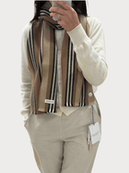 BURBERRY Icon Stripe Wool Cashmere Scarf(Taupe Brown) - LONDONKELLY 英國名牌代購
