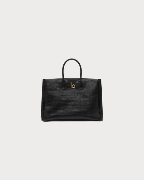 BURBERRY Medium Rocking Horse Tote Croc - Effect Black | 博柏利 鱷魚紋手袋 (中碼/黑色) - LONDONKELLY 英國名牌代購