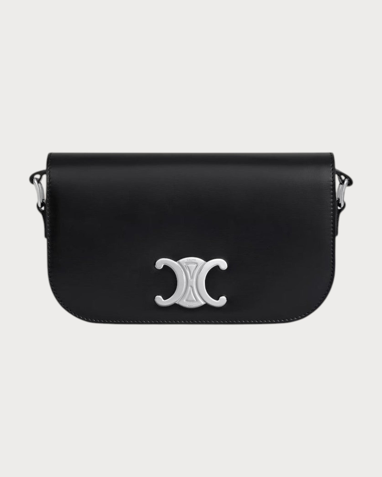 CELINE (M) Crossbody Bag Triomphe Shiny Calfskin(Small/Black