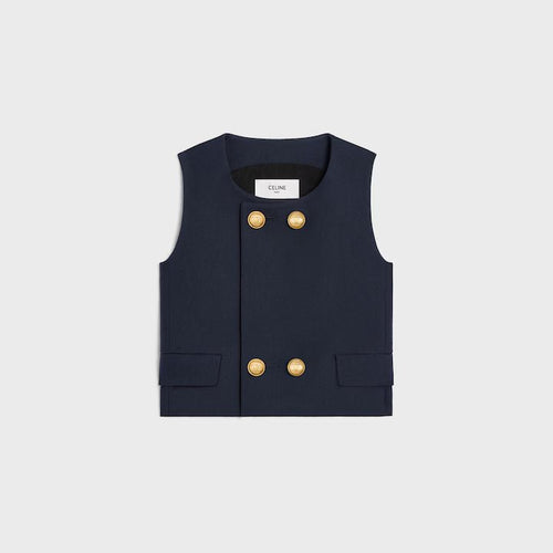 CELINE Top in Double Faced Wool Tricotine | 賽琳 雙面羊毛斜紋呢上衣（墨色） - LondonKelly 英國名牌代購