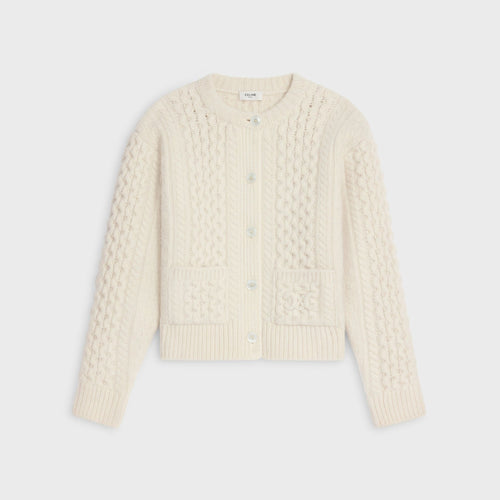 CELINE Triomphe Cardigan in Aran Wool | 賽琳 冷外套 (米白色) - LondonKelly 英國名牌代購