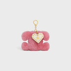 CELINE Triomphe Pom - Pom Keyring With Heart In Shearling | 賽琳 鎖匙扣 (粉紅色) - LondonKelly 英國名牌代購