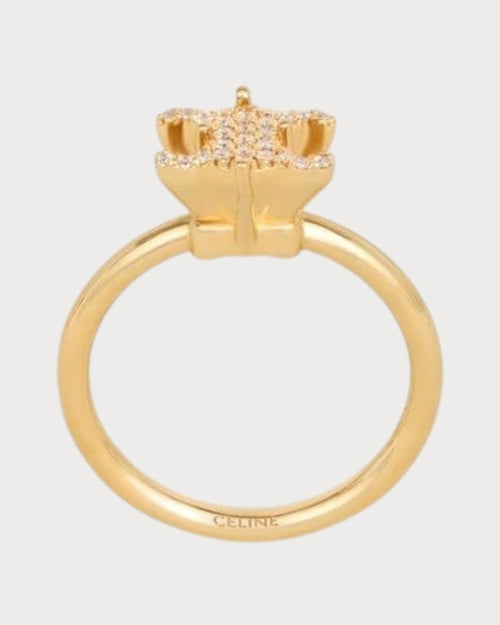 CELINE Triomphe Solitaire Sparkle Ring Strass & Brass with Gold Finish(3 Colors) - LONDONKELLY 英国名牌代购