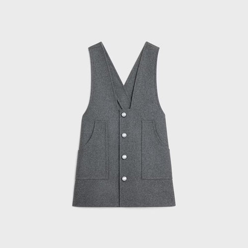 CELINE Tunic Mini Dress in Wool Cloth | 賽琳 羊毛布料束腰迷你洋裝（中灰色） - LondonKelly 英國名牌代購