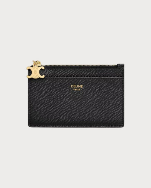CELINE Zipped Card Holder Triomphe Charms In Grained Calfskin | 赛琳 卡套 (多色) - LONDONKELLY 英国名牌代购