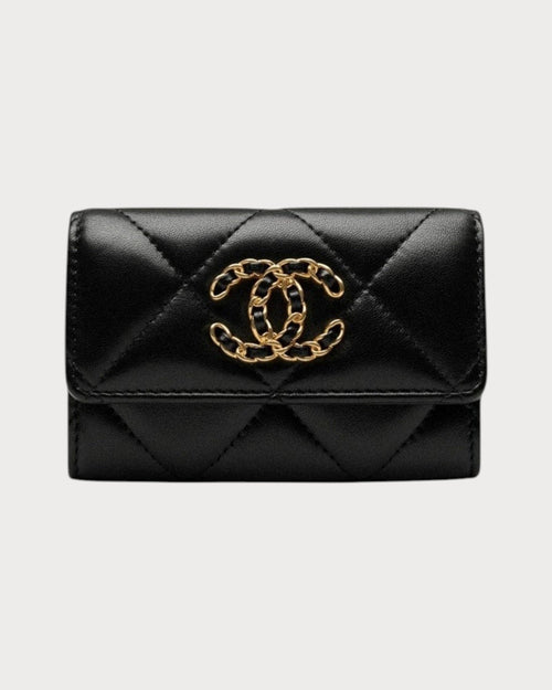 CHANEL AP1790 Classic 19 Flap Card Holder Shiny Lambskin | 香奈兒 卡套銀包 (黑色) - LONDONKELLY 英國名牌代購