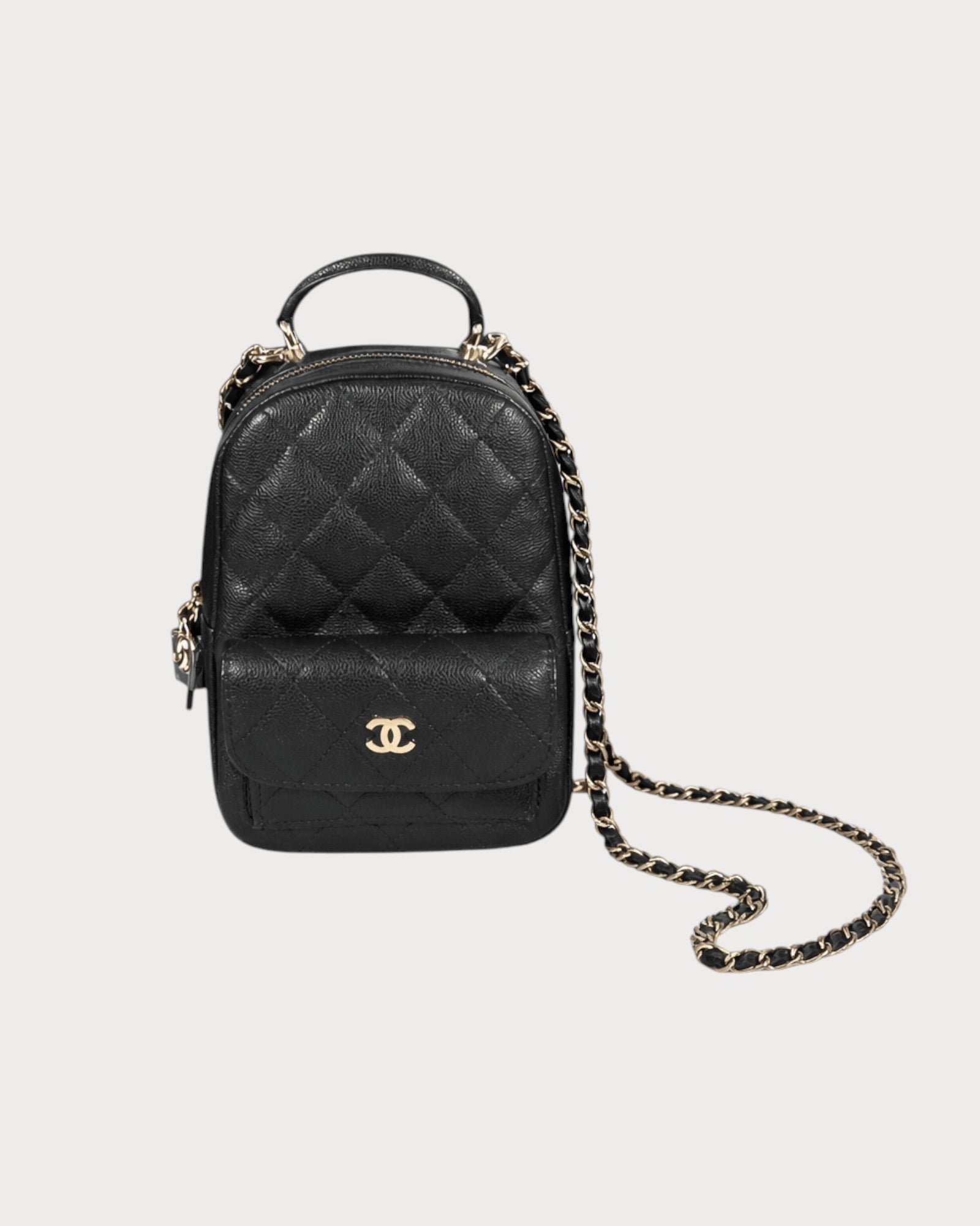CHANEL AP3753 Backpack Quilted Grained Calfskin(Mini/Black ...