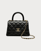 CHANEL AS2215 Classic Coco Handle Flap Bag Quilted Grained Calfskin(Mini/Black) - LONDONKELLY 英國名牌代購