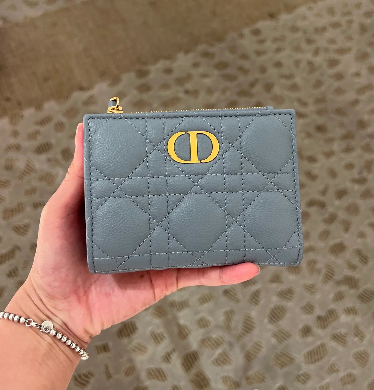 CHRISTIAN DIOR Caro Dahlia Wallet Cowhide Leather(Many